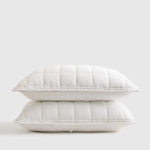 NWOT! Quince 100% Linen Set Of 2 Box White Quilted Shams! King (J9)